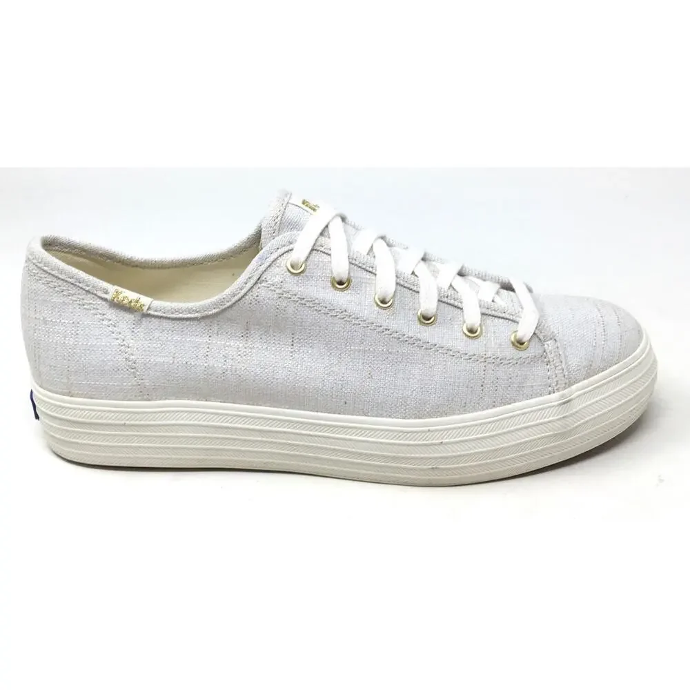 Keds Triple Kick Women's Sz 8 Metallic Textile Gold Lace Up Sneaker Tennis Shoes - Picture 5 of 7